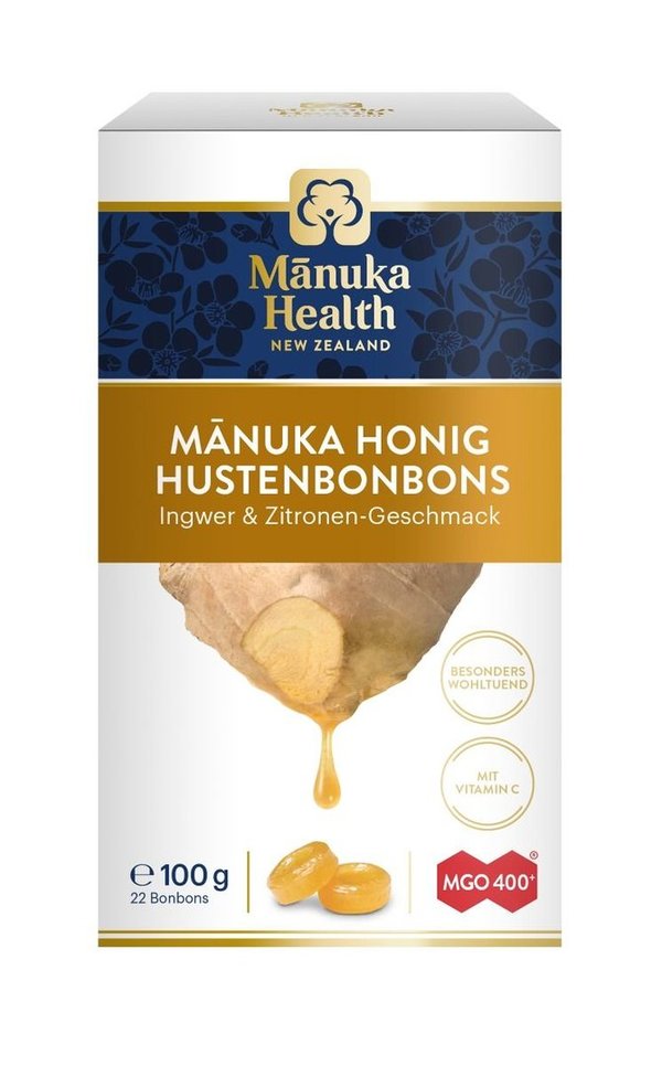 Manuka Health Hustenbonbons mit Manuka Honig MGO 400+ Ingwer Zitrone 100g